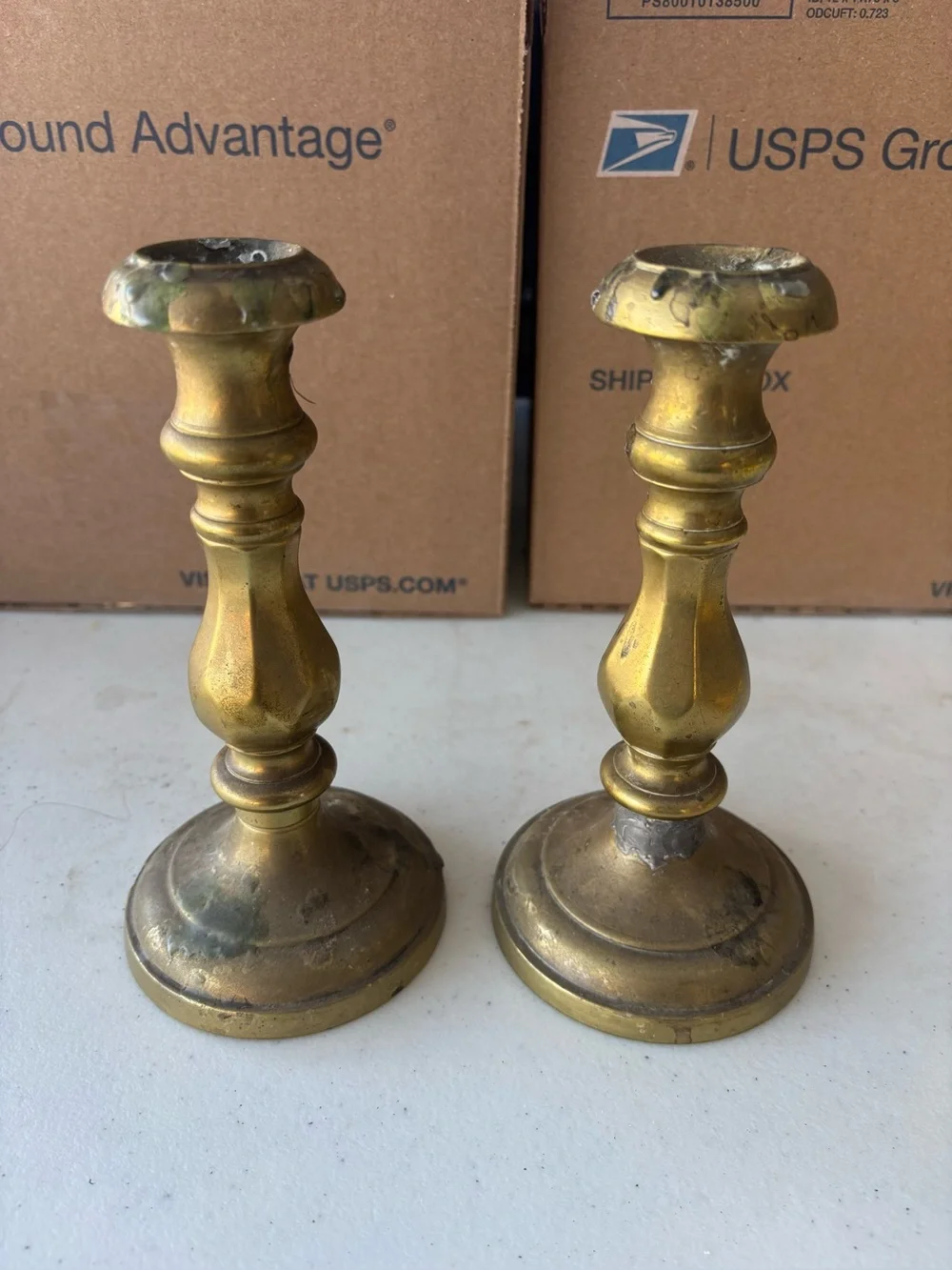 Vintage Brass Candlestick Pair - Cottagecore farmhouse decor
